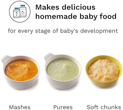 Close up view of the digital LCD control panel on the Baby Brezza baby food cooker highlighting the setting buttons