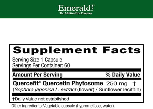 Emerald Labs Quercetin Phytosome nutritional facts label close-up