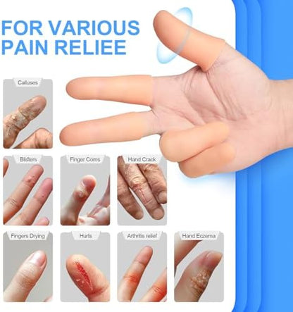Side view of Ghzaocu flexible gel finger protectors showing the soft texture and thickness.