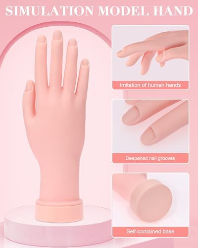 Flexible silicone mannequin hand for nail training showing bendable fingers