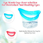 Close up of 10 milliliter measurement scale on transparent eye rinse cup