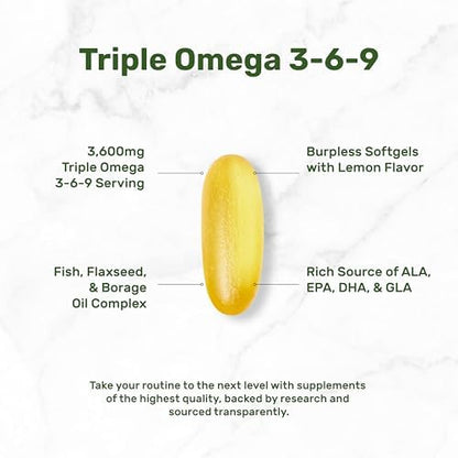 Deal Supplement triple omega fish oil bottle side profile