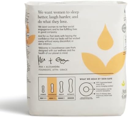 Attn Grace plant-based bladder leak pads displaying ultra-thin thickness profile