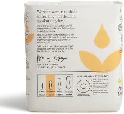 Attn Grace plant-based bladder leak pads displaying ultra-thin thickness profile