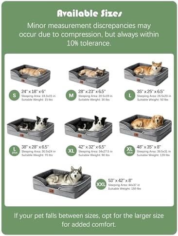 Spotted Play Orthopedic Dog Bed with Sides - Dog Sofa Beds for Medium Dogs, Supportive Foam Pet Couch Bed with Washable Removable Cover, Waterproof Lining and Non-Slip Bottom, Grey - M - Image 8