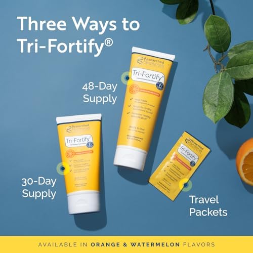 Close up of Tri-Fortify liposomal glutathione orange flavor bottle