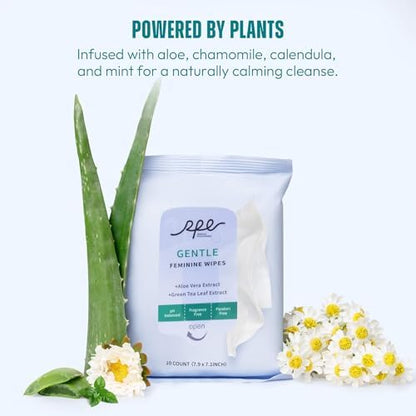 Biodegradable feminine wipes for period care and daily freshness.