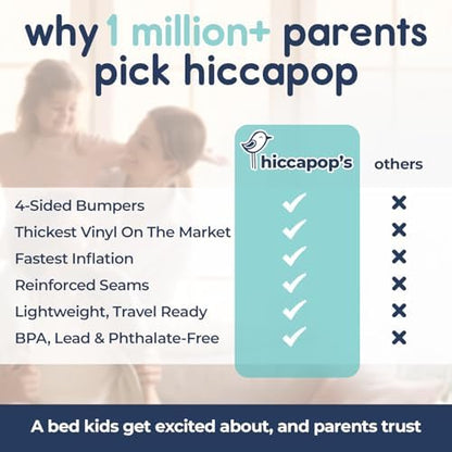 Hiccapop grey toddler travel bed packed in its xl storage bag