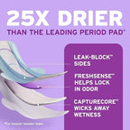 Side view of Poise ultra thin feminine protection pads with wings showing imported product label