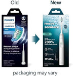 Philips Sonicare sonic toothbrush close up showcasing the C1 SimplyClean brush head and power button.