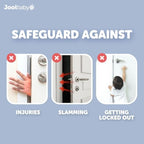Door slam preventer hanging on a doorknob for convenient storage