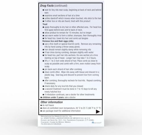 Instructions for Herklin lice treatment application