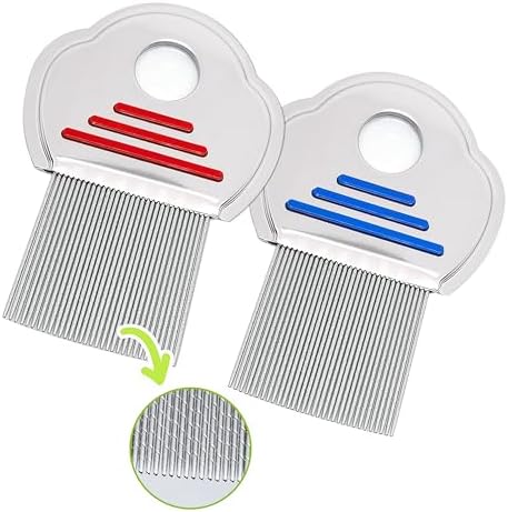 RIDvantage Premium Lice and Egg Removal Comb front view with red handle