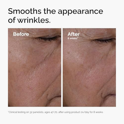 Peptide serum with hyaluronic acid for fine lines and wrinkle care
