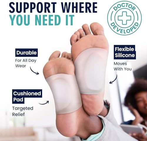 Side view of a person wearing the toeless arch support sleeve for flat feet comfort.