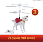 Hand guiding the Flying Krypto hovering toy in flight
