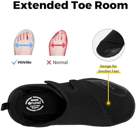 FitVille orthopedic slip-on shoes with adjustable Velcro closure side profile