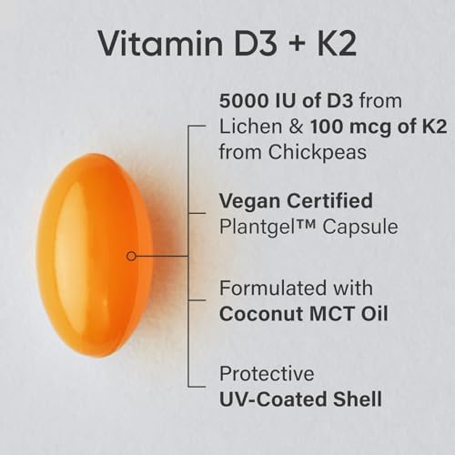 Sports Research vegan vitamin d3 and k2 capsules supplement facts label