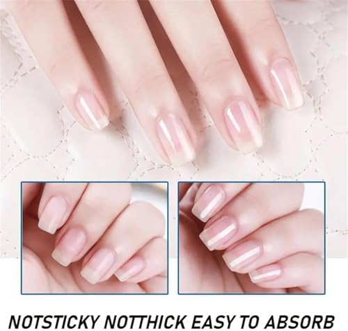 Two bottles of moisturizing nail conditioning solution showcasing the clear formula for fragile nails.