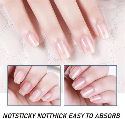 Two bottles of moisturizing nail conditioning solution showcasing the clear formula for fragile nails.
