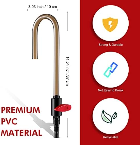 Side view of Dreyoo aquarium water changer hook resting on fish tank glass edge