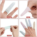 Soft antistatic cotton finger sleeves demonstrating elasticity and stretchable comfort.