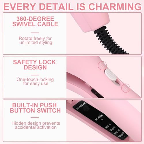 Aimery pink ceramic crimper showing anti scald silicone top protection.