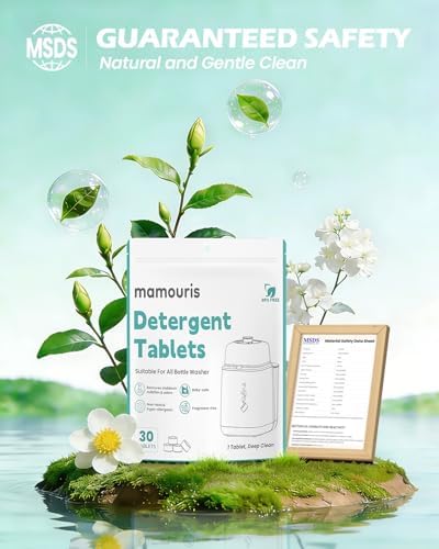 Back of Mamouris detergent tablets pack with usage instructions