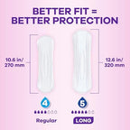 Always Discreet Moderate Absorbency disposable incontinence pad close up revealing the soft fragrance free top sheet