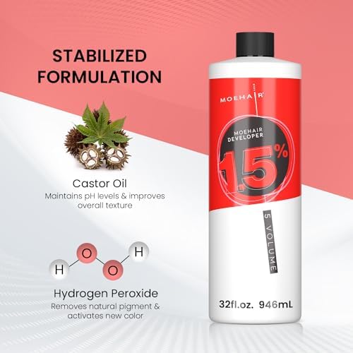 Close up of Moehair 1.5% hydrogen peroxide label