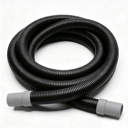 Close up view of the grey integrated connector end fittings on the replacement aquarium filter hose.