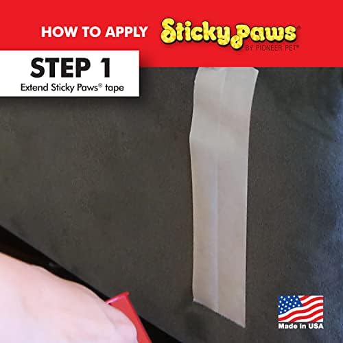 Medical grade adhesive cat training tape applied on upholstery