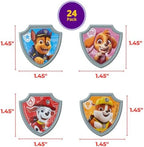Paw Patrol cupcake rings placed on colorful birthday cupcakes