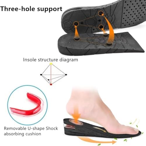 Side profile of elevator shoe lifts highlighting the air cushion heel support