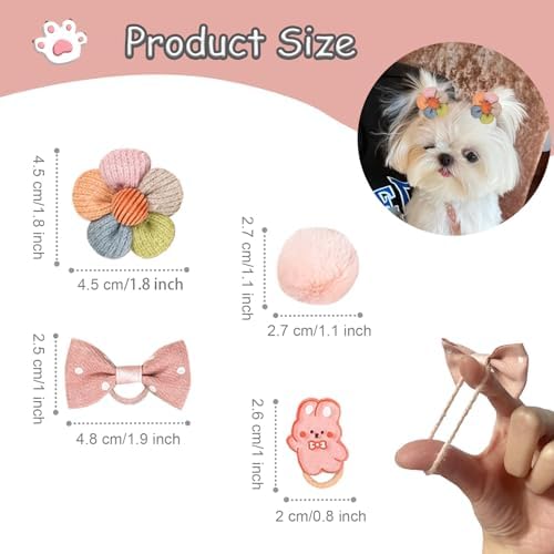 Fgisar pet hair bows with fabric covered rubber bands