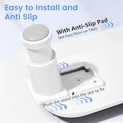 Nail technician using Quaferen arm rest for acrylic nail application