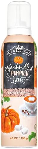 Moisturizing whipped body cream canister with autumn latte and marshmallow fragrance elements
