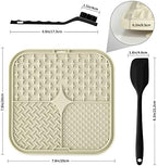 Coomazy Lick Mat attached to tile wall with suction cups