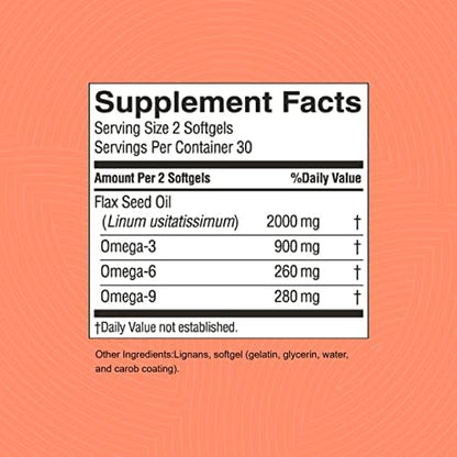 Authentic USA imported omega 3 6 9 softgels from flax seed with lignans.