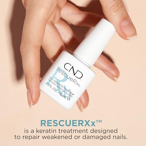 Close up of CND RescueRxx brush and formula for peeling nails.