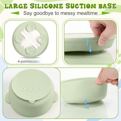 Domensi porcelain baby bowl with non-slip silicone cover