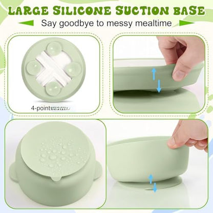 Domensi porcelain baby bowl with non-slip silicone cover