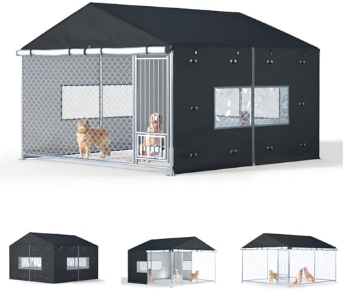 Lybosh waterproof heavy duty pet cage cover rolled up side panels