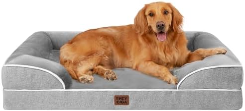 EHEYCIGA Orthopedic Dog Beds for Extra Large Dogs 44x32Inch, Waterproof Memory Foam XL Pet Bed with Sides, Non-Slip and Egg-Crate Foam Big Dog Couch Bed with Washable Removable Cover, Grey - Image 2
