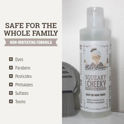 Close up of Lice Queen hair cleanser ingredients and formula highlights