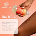 VeeGentle 250ml bottle showing ingredients and pH balance benefits