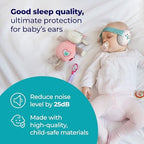 Infant wearing Marsho baby ear muffs with soft elastic strap