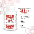 SuperSmart Super EPA bottle side view highlighting essential fatty acids