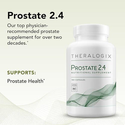 Side angle of Theralogix Prostate 2.4 vegetarian men health supplement bottle