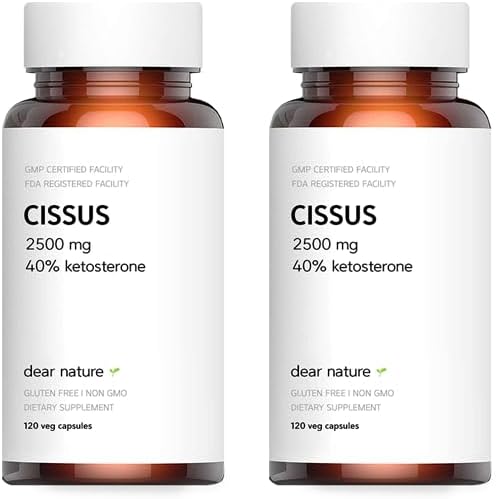Dear Nature Cissus Extract Premium 2500mg 120 vegetable capsules pack of two front view for joint support.